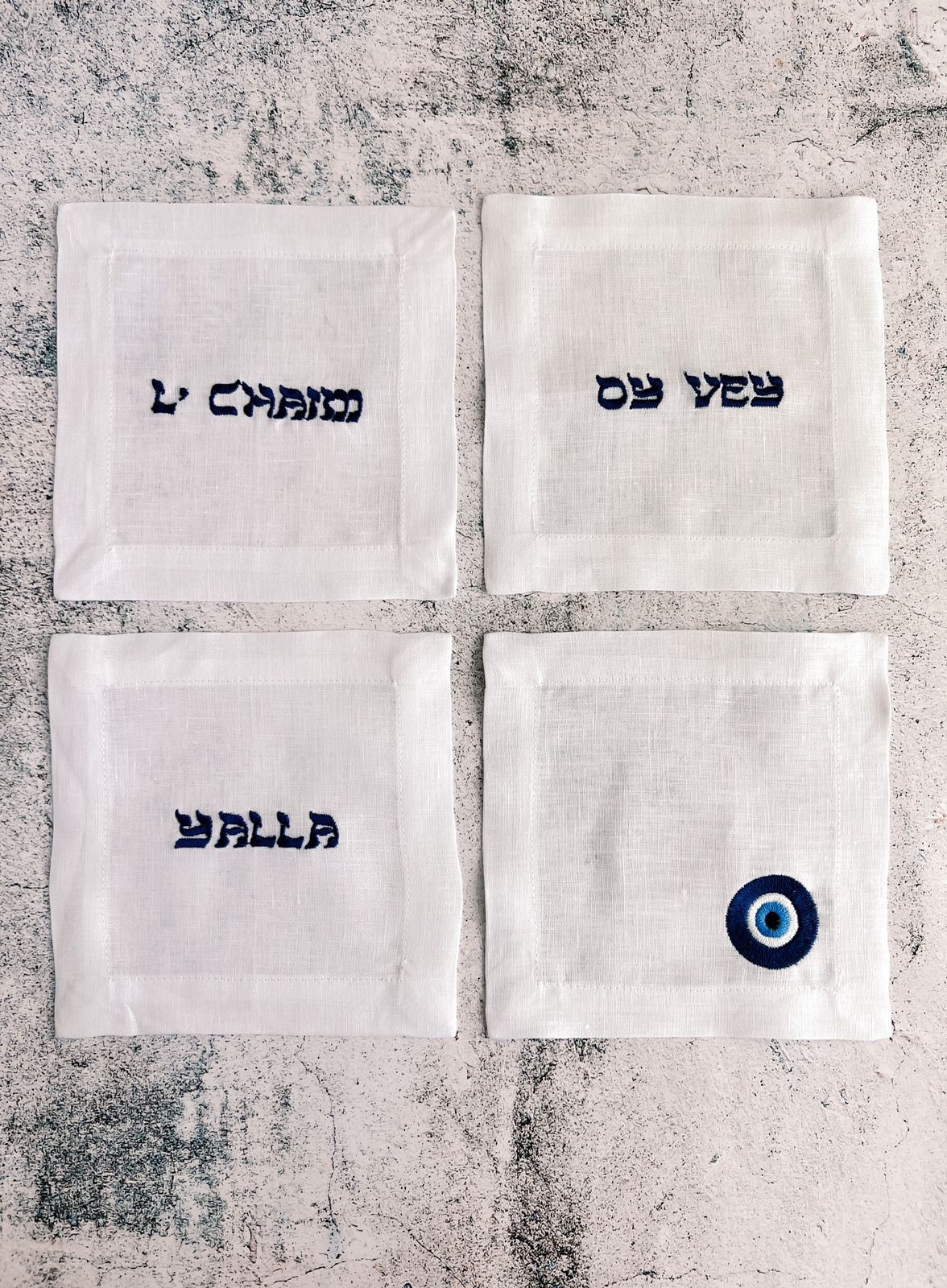 Oy Vey I Yalla I L'Chaim Cocktail Napkin Set of 6