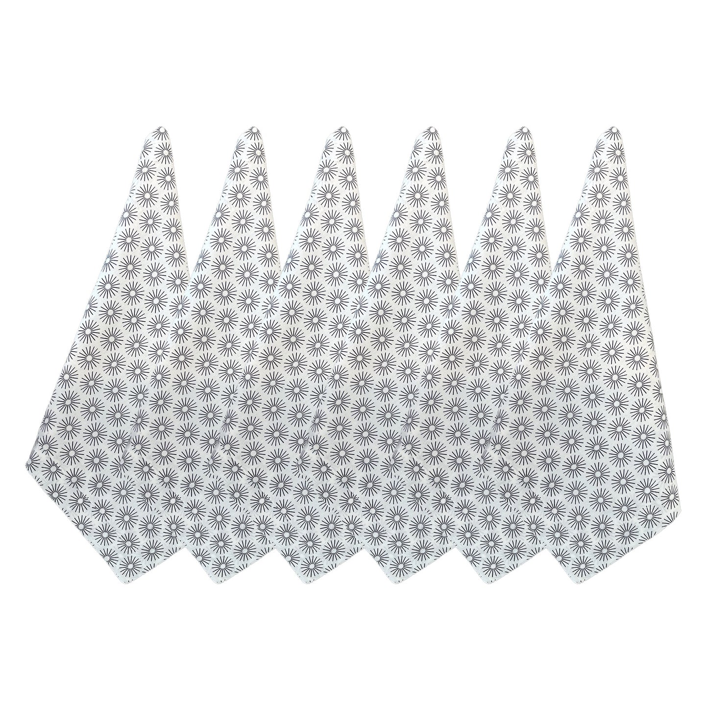 Black and White Sun Dinner Napkin Set of 6