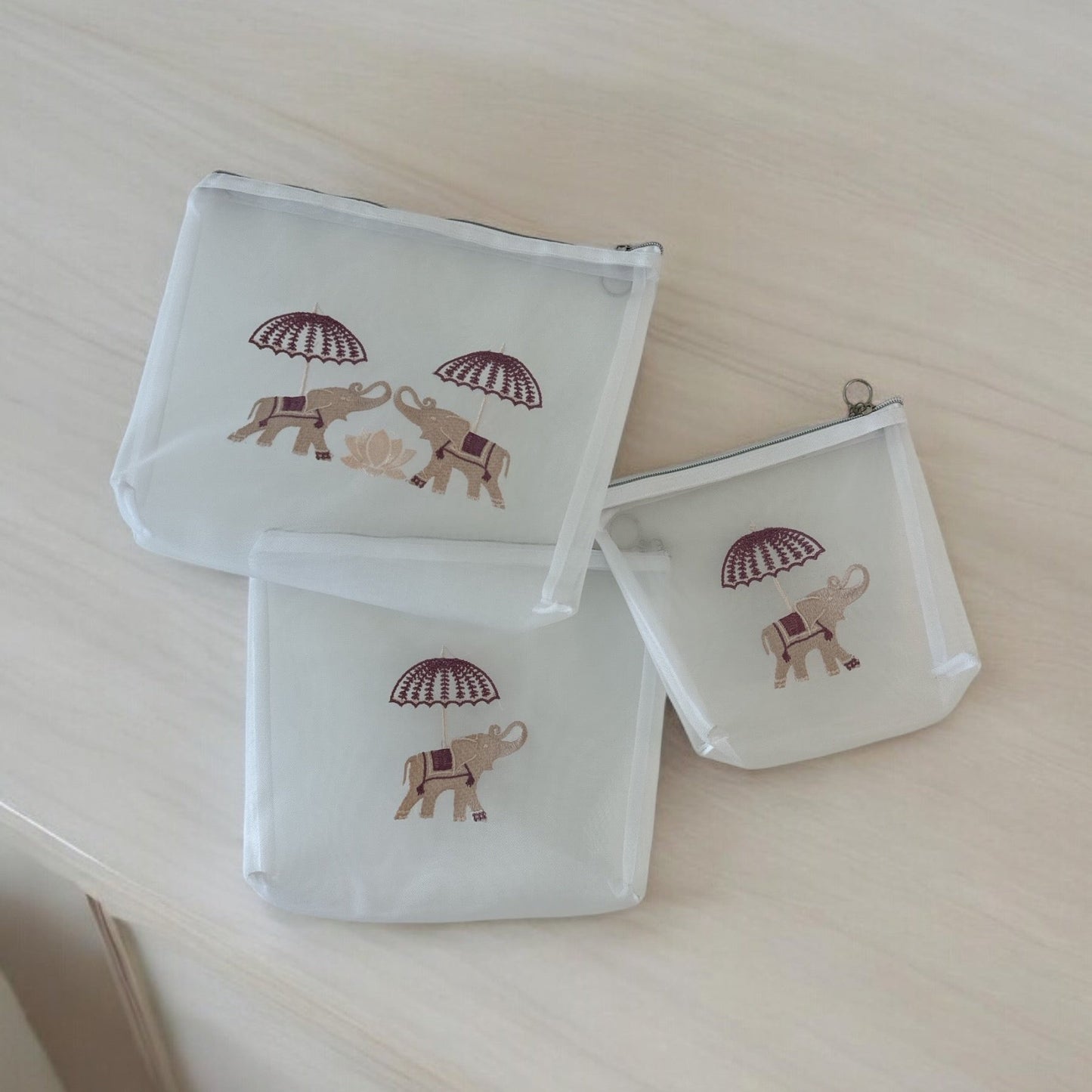 Umbrella Elephant Travel Pouch Set of 3