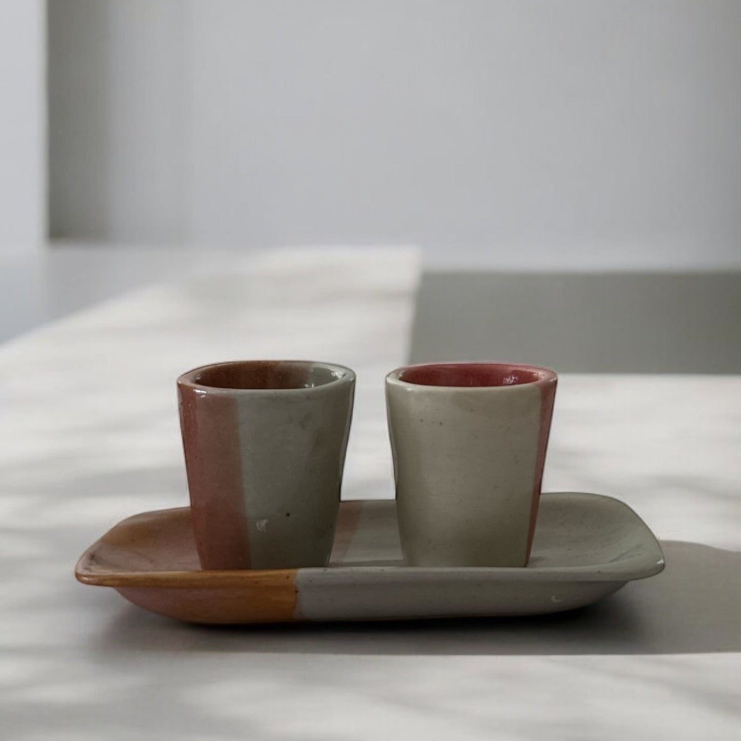 Pink Stripe Tequilero with Tray