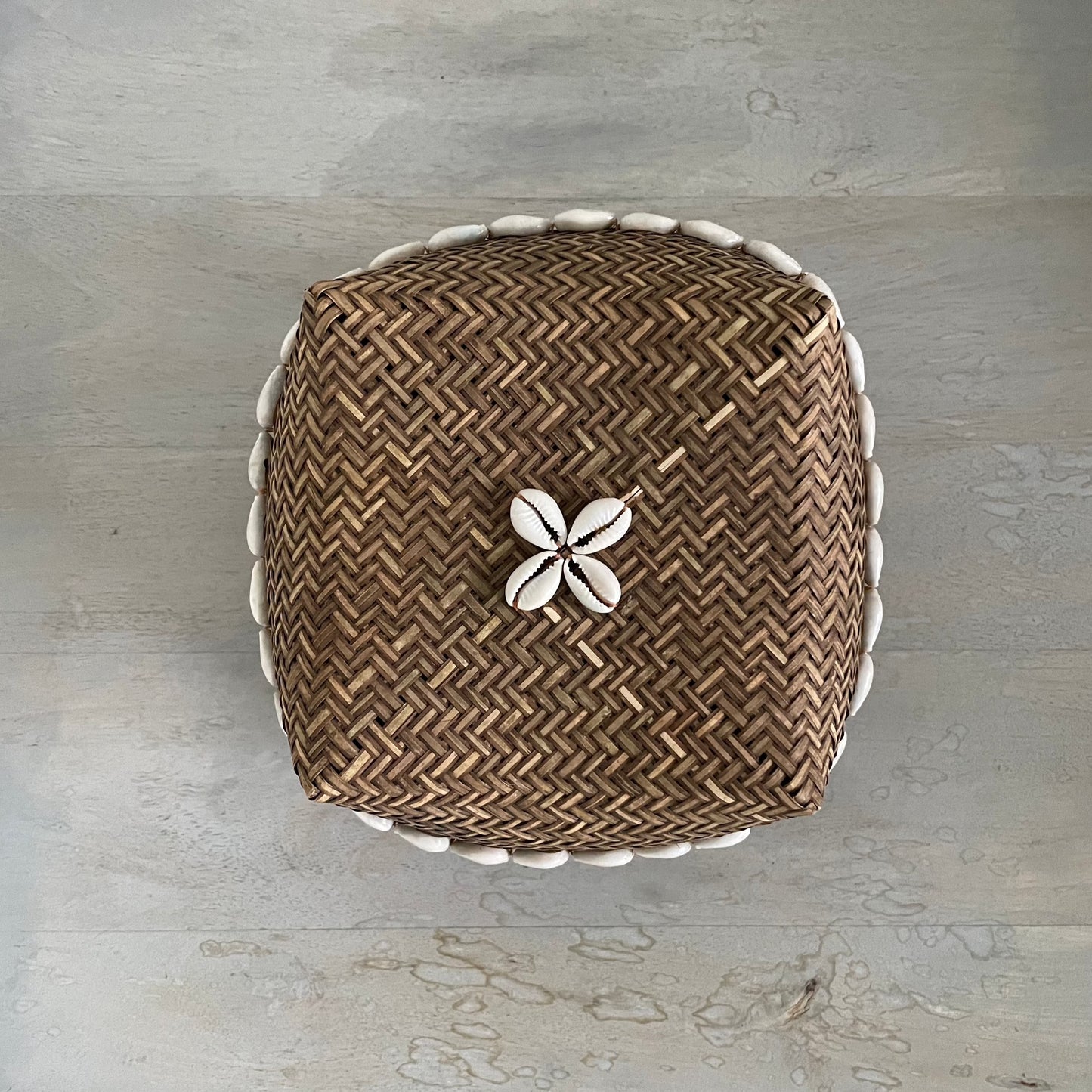 Small Seashells and Raffia Box