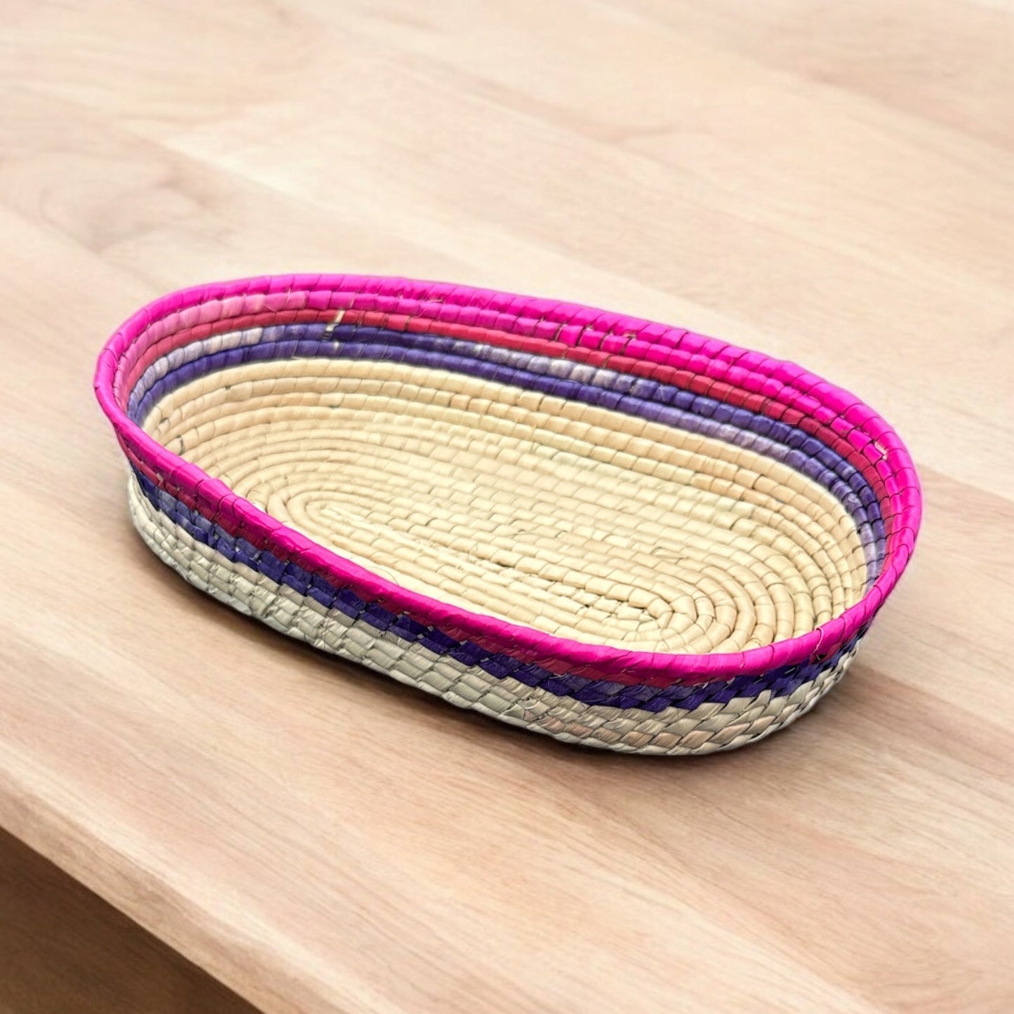 Elongated Multicolor Handwoven Basket