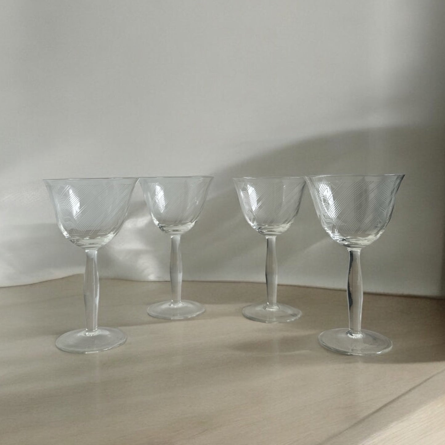 Vintage White Wine Glass Set of 4