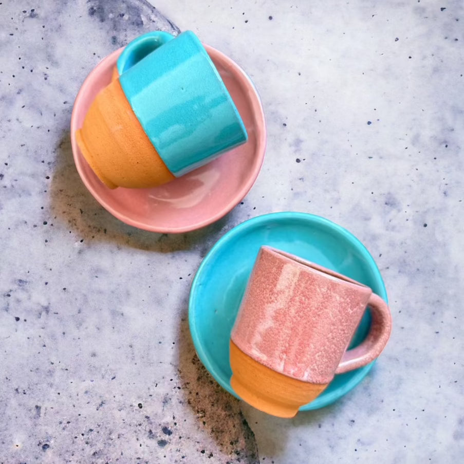 Colorful Mug and Plate Set of 2