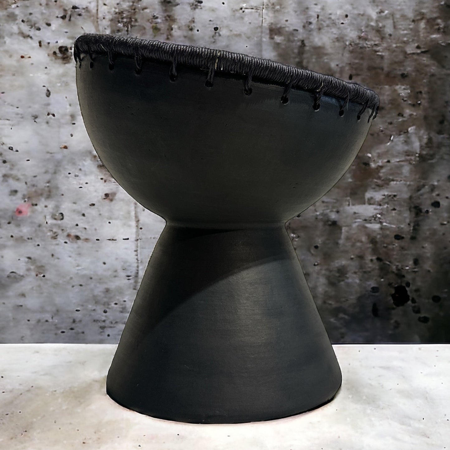 Tall Black Terracota Fruit Bowl