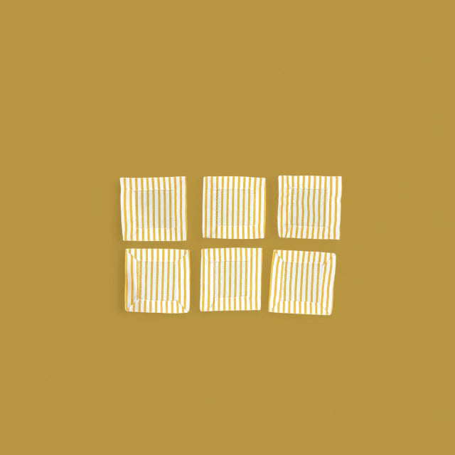 Yellow Striped Coaster Set of 6