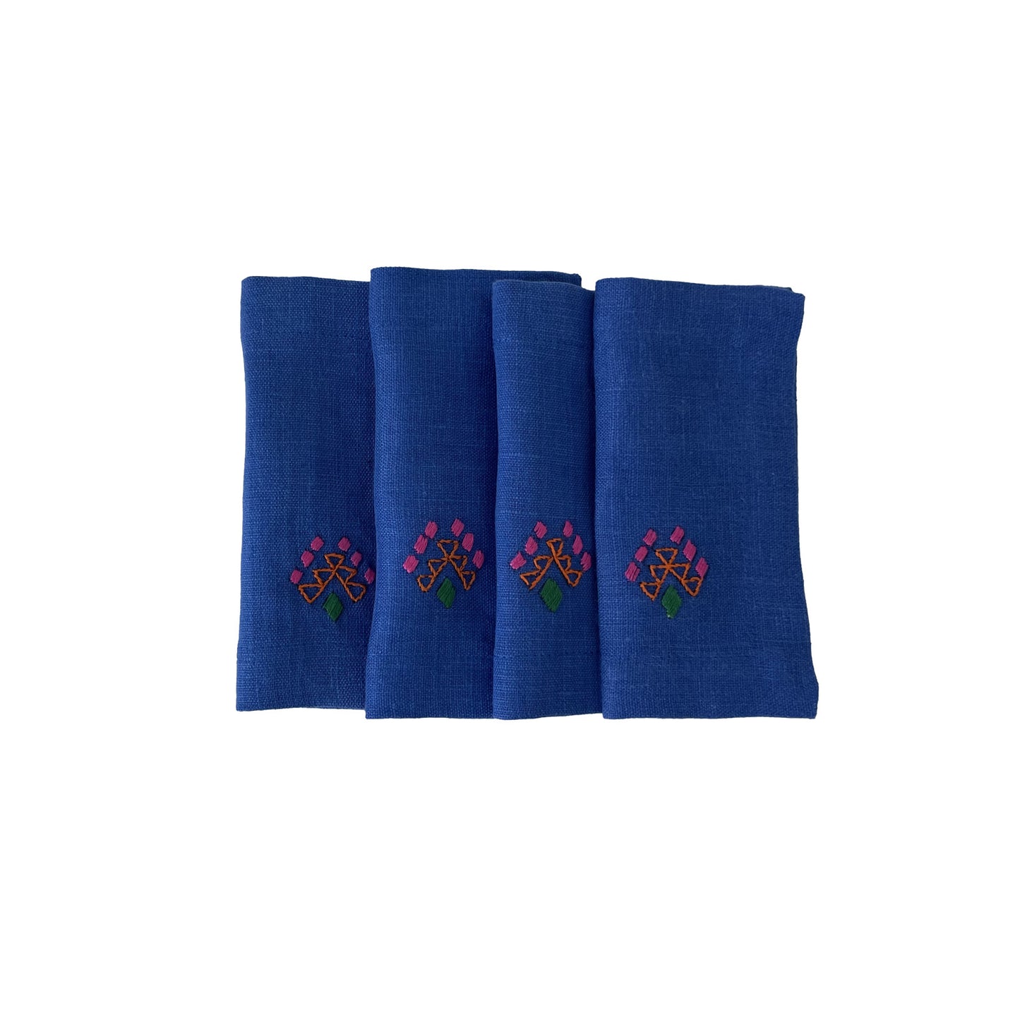 Mexican Hand Embroidered Linen Cocktail Napkin Set of 4