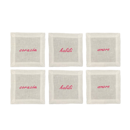 Amore I Corazon I Habibi Cocktail Napkin Set of 6