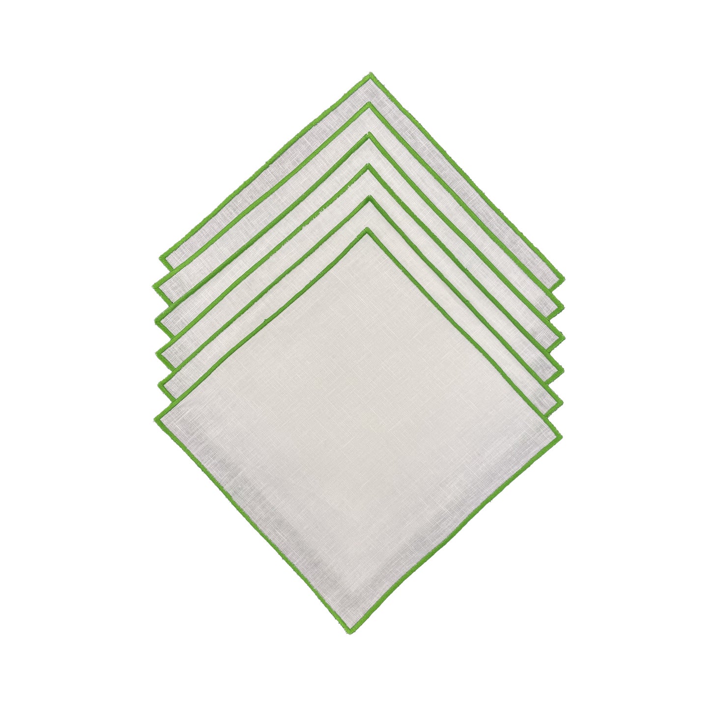 Neon Green Embroidered Border Dinner Napkin Set of 6