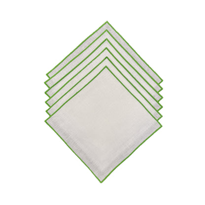 Neon Green Embroidered Border Dinner Napkin Set of 6