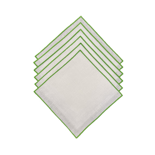 Neon Green Embroidered Border Dinner Napkin Set of 6