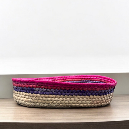 Elongated Multicolor Handwoven Basket