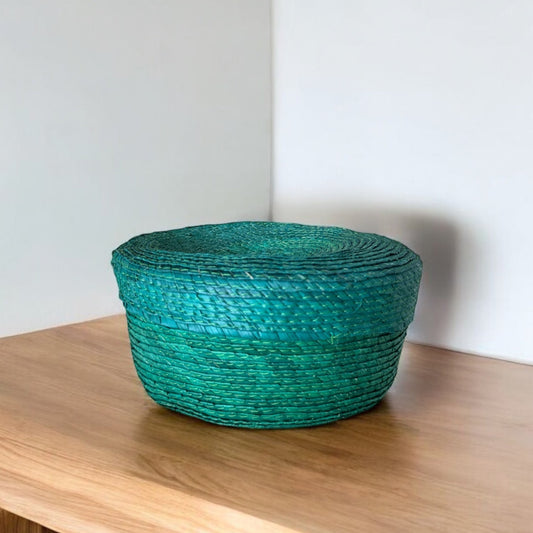 Raffia Small Basket with Lid