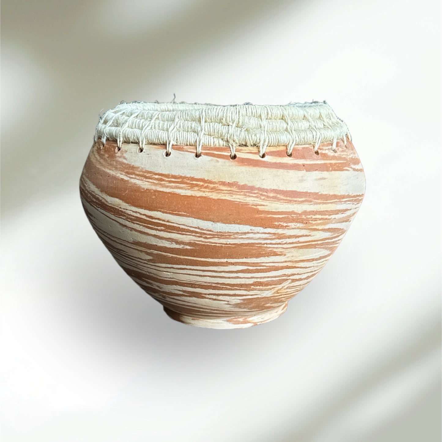 Terracota Marbled Vase Round