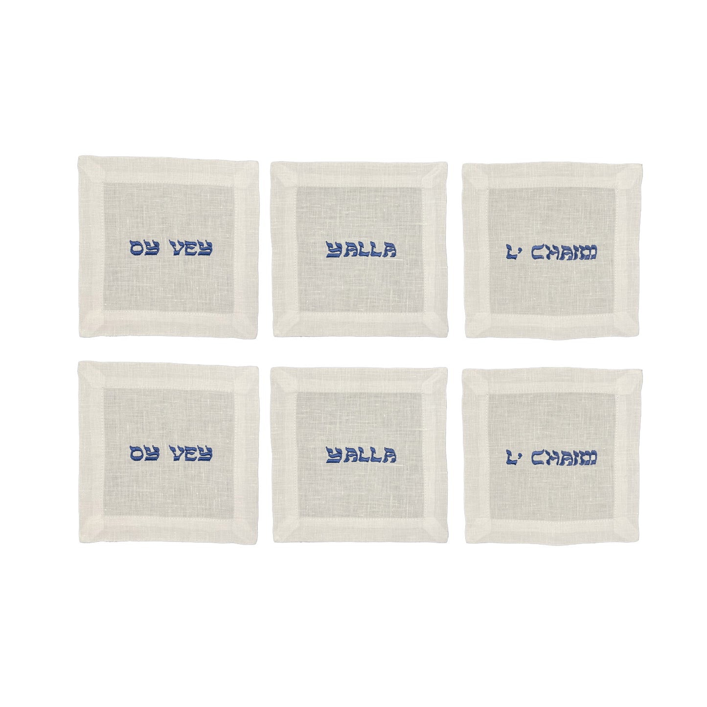 Oy Vey I Yalla I L'Chaim Cocktail Napkin Set of 6